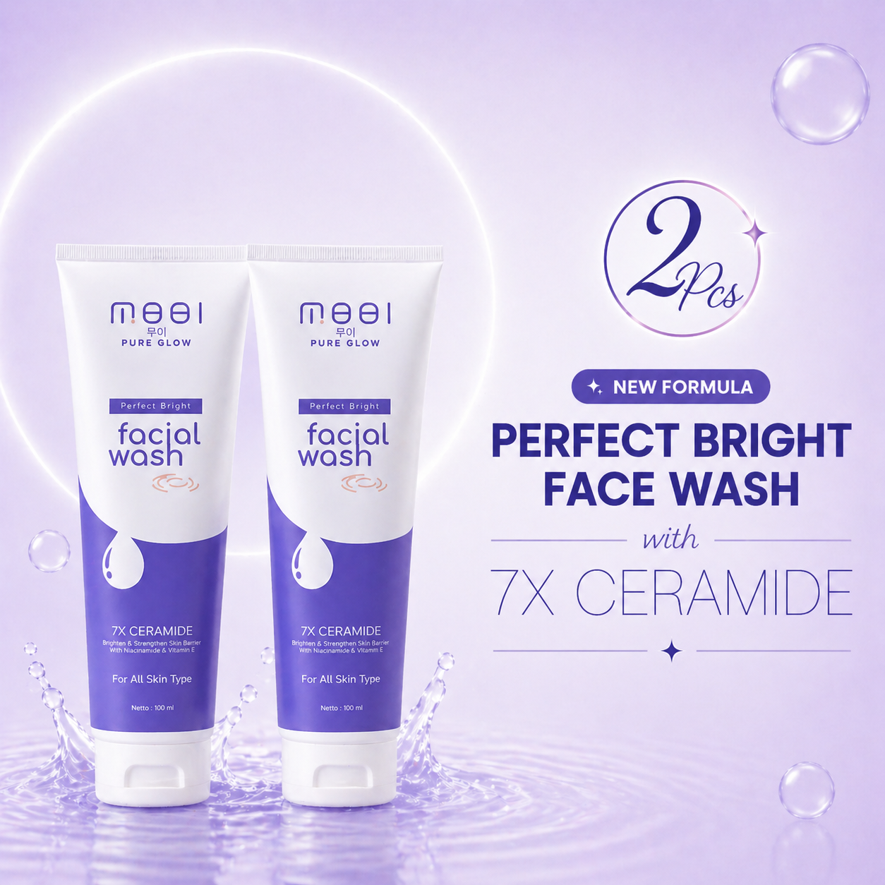 2 PCS - MOOI Perfect Bright Facial Wash
